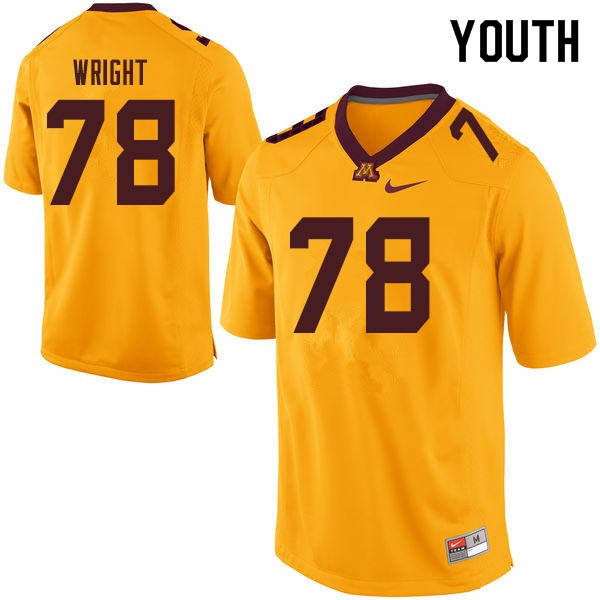 Youth #78 Garrison Wright Minnesota Golden Gophers College Football Jerseys Sale-Gold